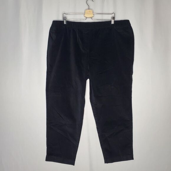 J Jill Pants Women 26W Black Crushed Corduroy Pull-on Straight - Picture 1 of 11